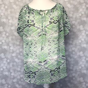 CAbi Snakeskin Print Sheer Blouse